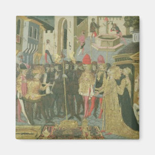 Marriage ceremony painted on cassone panel, Floren Magnet
