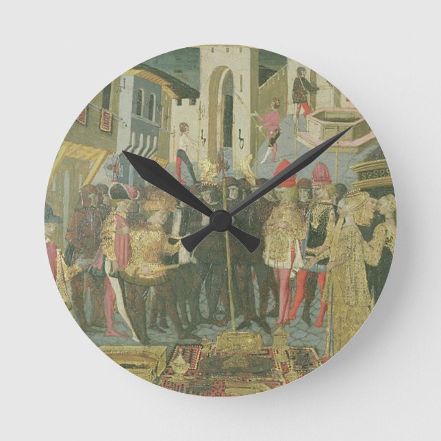 Marriage ceremony painted on cassone panel, Floren Round Clock (Front)