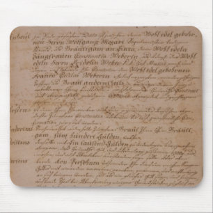 Marriage certificate of Wolfgang,Mozart and Weber Mouse Pad
