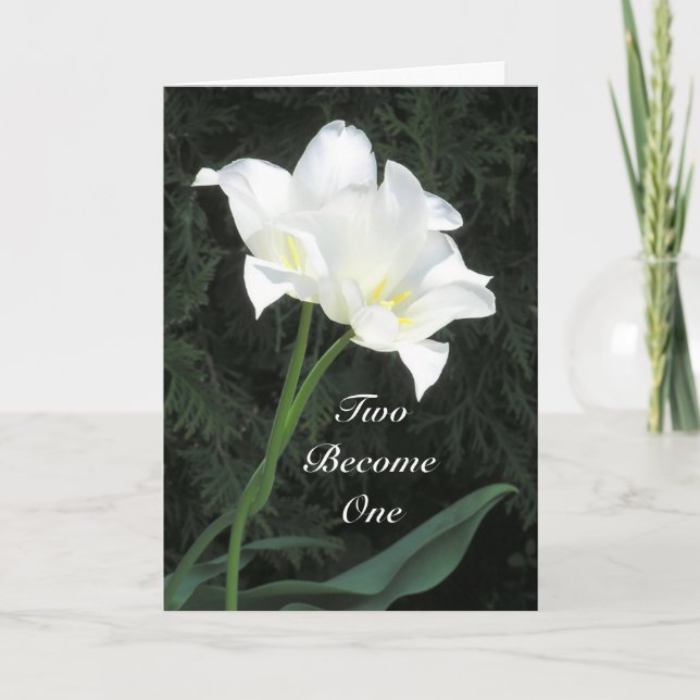 MARRIAGE CONGRATS/TWO WHITE TULIPS INTERTWINED CARD (Front)