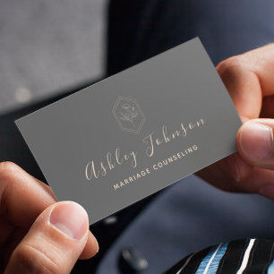Marriage Counseling Psychotherapist Grey Bohemian Business Card