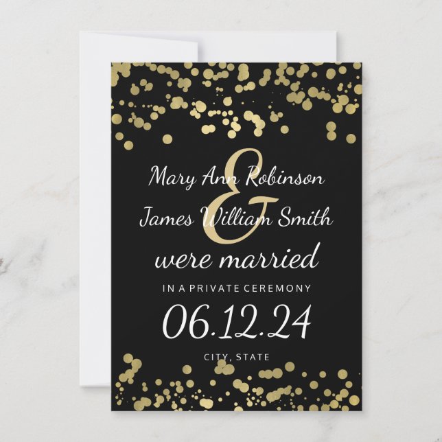 Marriage / Elopement Gold Foil Look Confetti Announcement (Front)