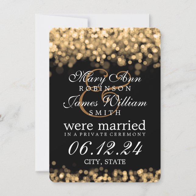 Marriage / Elopement Gold Lights Announcement (Front)