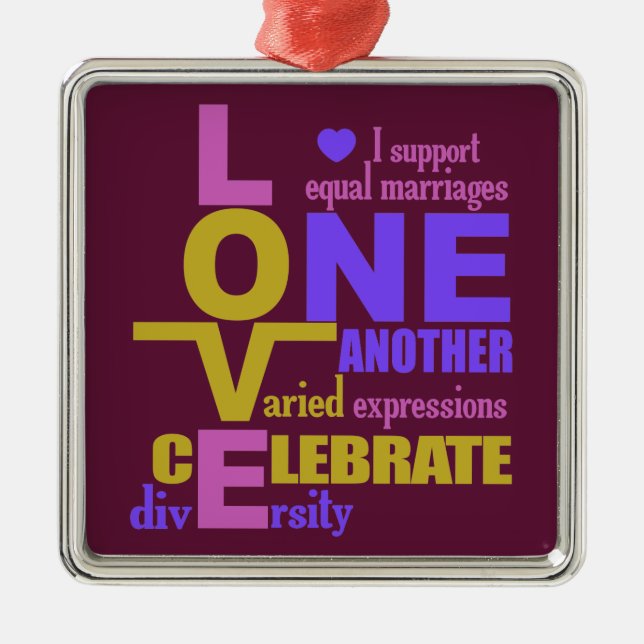 Marriage Equality / One Love custom ornament (Front)