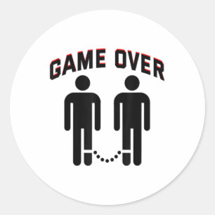 Marriage Game Over Wedding Proposal Engagement Bri Classic Round Sticker