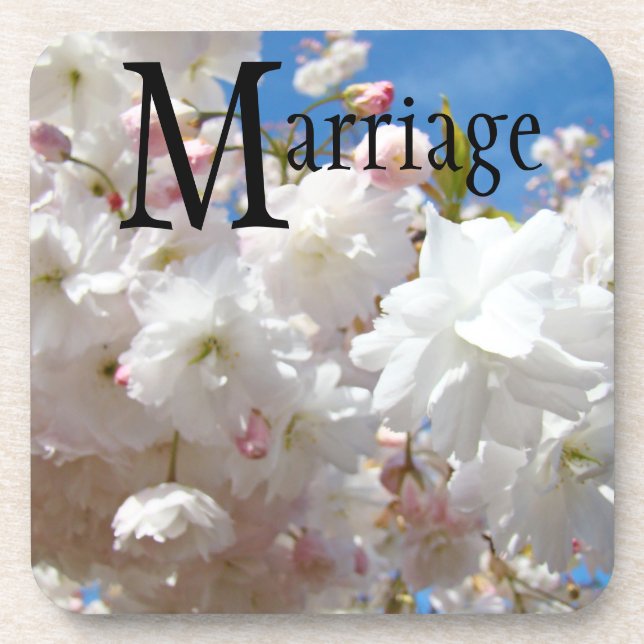 Marriage gift coasters Weddings White Blossoms (Front)