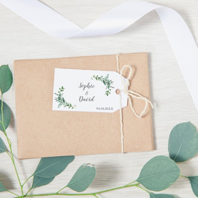 Marriage Leaves Eucalyptus Gift Tags (Etiquettes cadeaux invités mariage eucalyptus)
