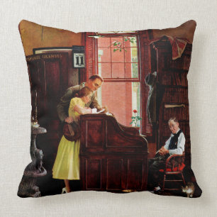 Marriage License by Norman Rockwell Cushion