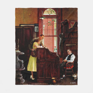 Marriage License by Norman Rockwell Fleece Blanket