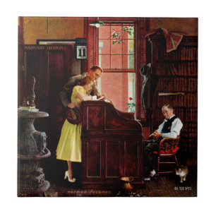 Marriage License by Norman Rockwell Tile