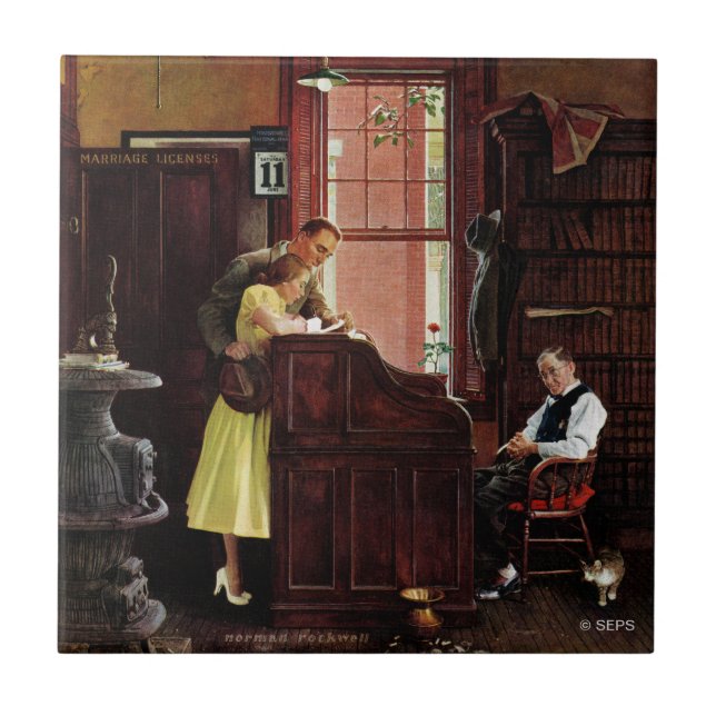 Marriage License by Norman Rockwell Tile (Front)