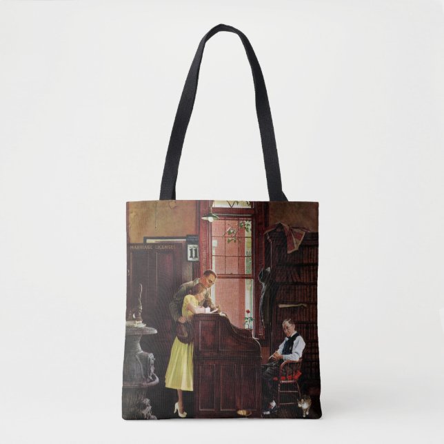 Marriage License by Norman Rockwell Tote Bag (Front)