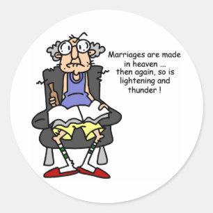 Marriage, Lightning, Thunder Humour Classic Round Sticker