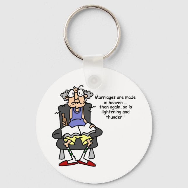 Marriage, Lightning, Thunder Humour Key Ring (Front)
