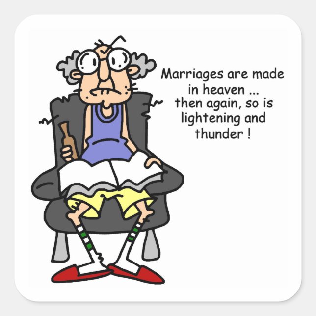Marriage, Lightning, Thunder Humour Square Sticker (Front)