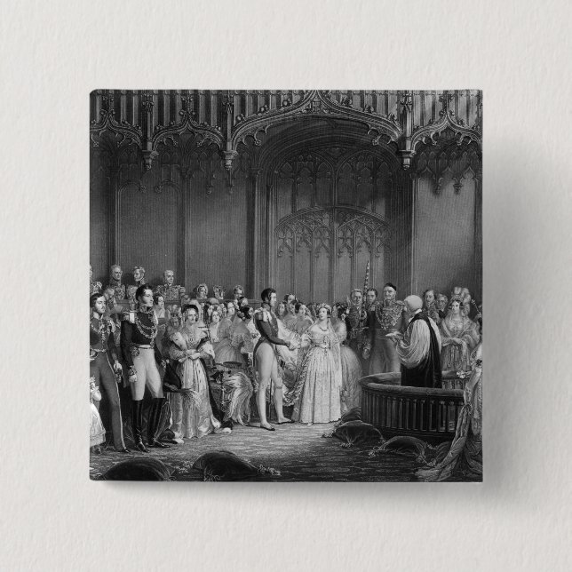 Marriage of Queen Victoria  and Prince Albert 15 Cm Square Badge (Front)