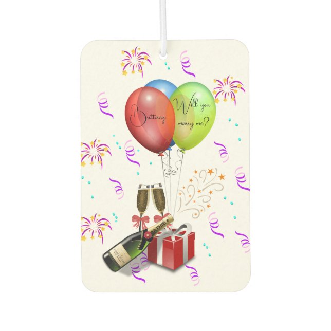 Marriage Proposal Car Air Freshener (Front)