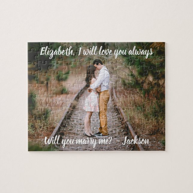 Marriage Proposal Marry Me Unique Script & Photo Jigsaw Puzzle (Horizontal)