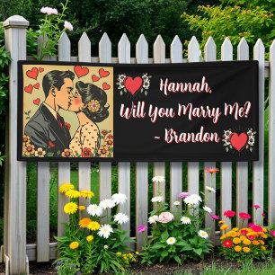Marriage Proposal Retro Mid-Century Romantic Banner