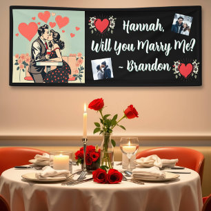 Marriage Proposal   Retro Pop Art Romantic Banner