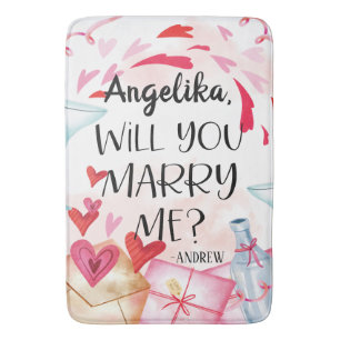 Marriage Proposal Will You Marry Me? Custom Name Bath Mat