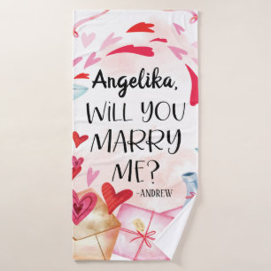 Marriage Proposal Will You Marry Me? Custom Name Bath Towel