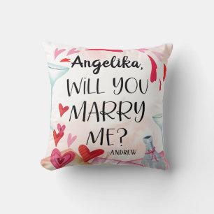 Marriage Proposal   Will You Marry Me? Custom Name Cushion