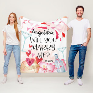 Marriage Proposal Will You Marry Me? Custom Name Fleece Blanket