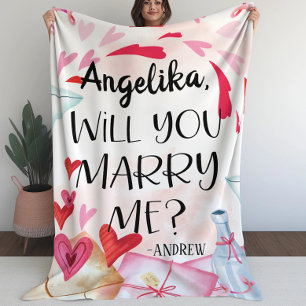 Marriage Proposal Will You Marry Me? Custom Name Fleece Blanket