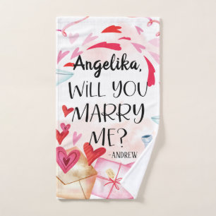 Marriage Proposal Will You Marry Me? Custom Name Hand Towel