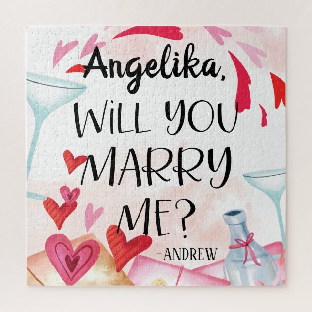 Marriage Proposal | Will You Marry Me? Custom Name Jigsaw Puzzle (Vertical)