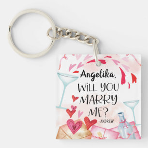 Marriage Proposal Will You Marry Me? Custom Name Key Ring