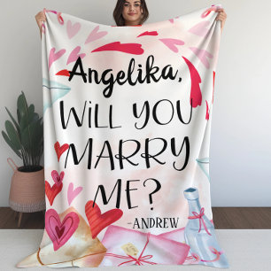 Marriage Proposal   Will You Marry Me? Custom Name Sherpa Blanket
