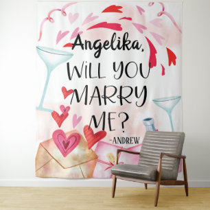 Marriage Proposal Will You Marry Me? Custom Name Tapestry