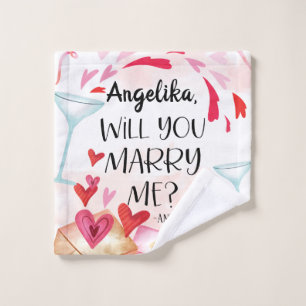 Marriage Proposal Will You Marry Me? Custom Name Wash Cloth