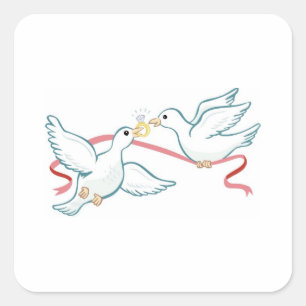 Marriage Propsal Doves Square Sticker