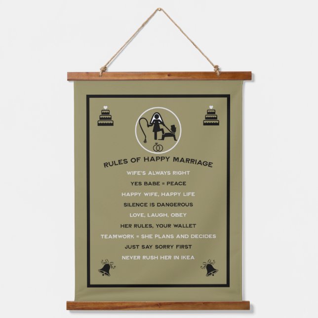 Marriage Rules For Men Hanging Tapestry (Front)