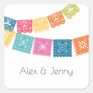 Marriage - Wedding Papel Picado  Wedding Favour Square Sticker