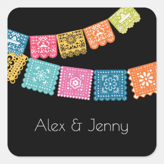 Marriage - Wedding Papel Picado  Wedding Favour Square Sticker