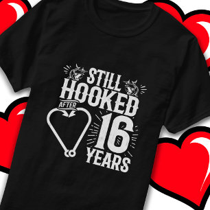 Married 16 Years Fishing Funny 16th Anniversary T-Shirt