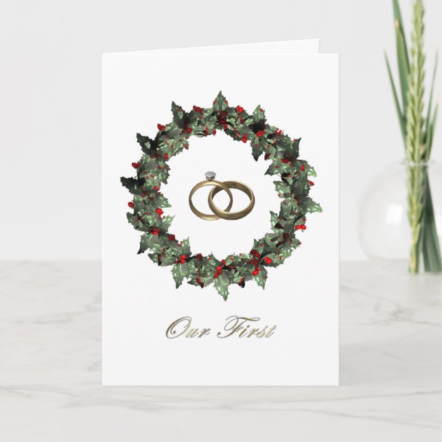 Married 1st Christmas Card - Holly (Front)