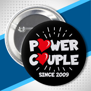 Married 2009 - Power Couple - Wedding Anniversary 6 Cm Round Badge