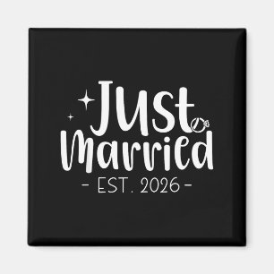 Married 2026 Couple Newlywed Bride and Groom Magnet