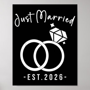 Married 2026 Wedding Rings Matching Couple Poster