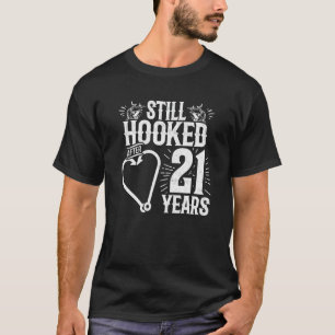 Married 21 Years - Fishing Couple - 21st Wedding A T-Shirt