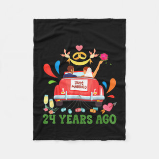 Married 24 years ago funny 24th anniversary couple fleece blanket