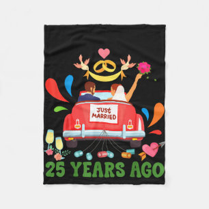 Married 25 years ago funny 25th anniversary couple fleece blanket