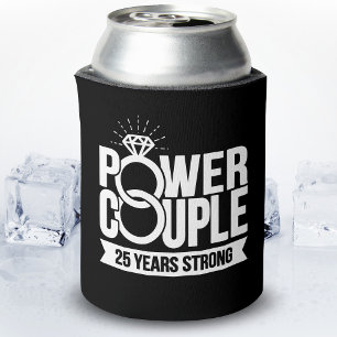 Married 25 Years Strong Couples 25th Anniversary Can Cooler