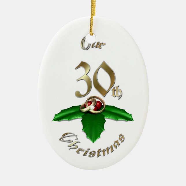 Married 30th Christmas Ornament (Front)