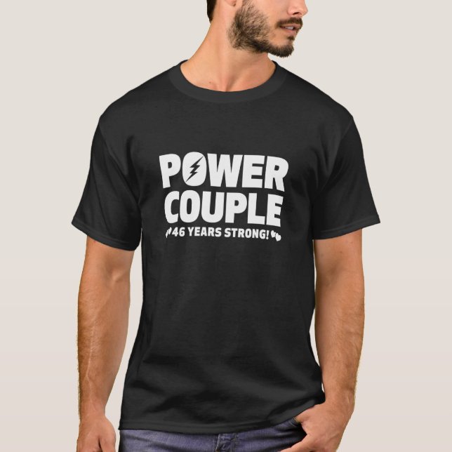 Married 46 Years Power Couple 46th Anniversary Hus T-Shirt (Front)